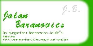 jolan baranovics business card